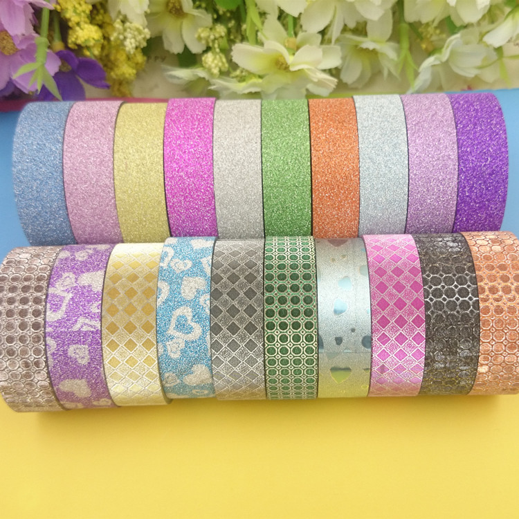 韩酷创意儿童DIY手账胶带贴纸 金粉胶带闪光彩色胶带手工装饰贴纸