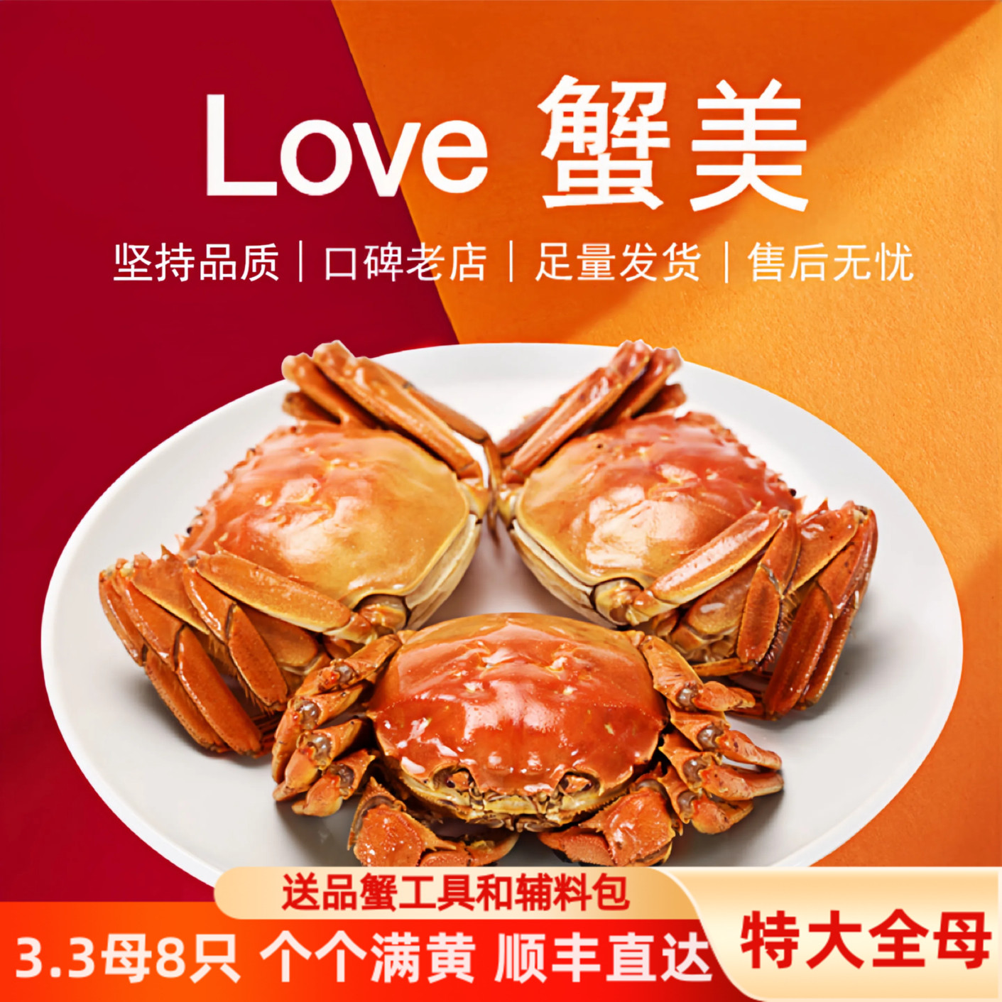 活蟹8只母大闸蟹3.3两