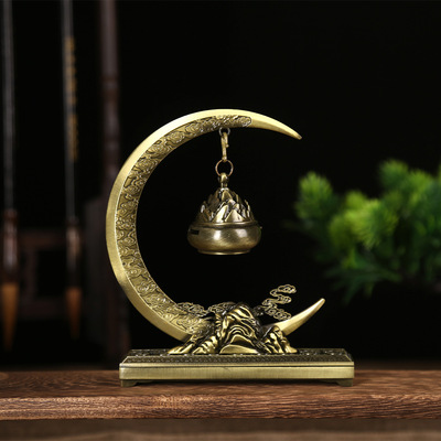 观月博山悬挂莲花炉红顶仙鹤吊炉仿古博山香薰炉三足龙凤炉宝莲灯