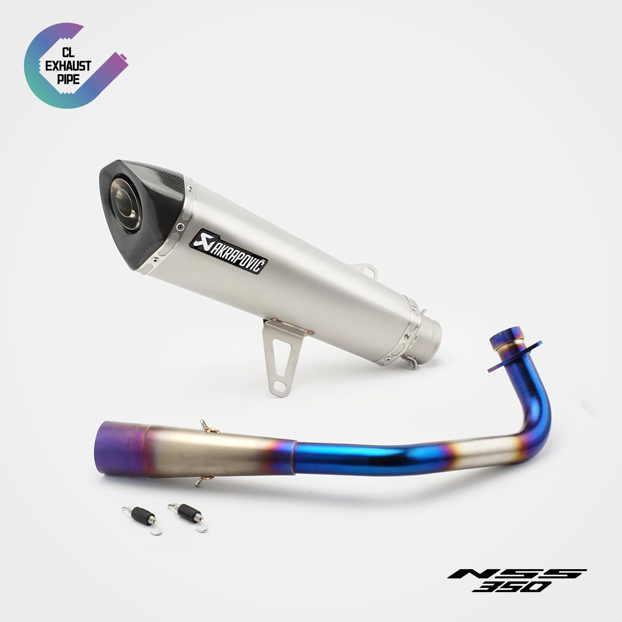 适用本田佛沙350 forza350 nss350踏板摩托车排气管 不锈钢烤蓝