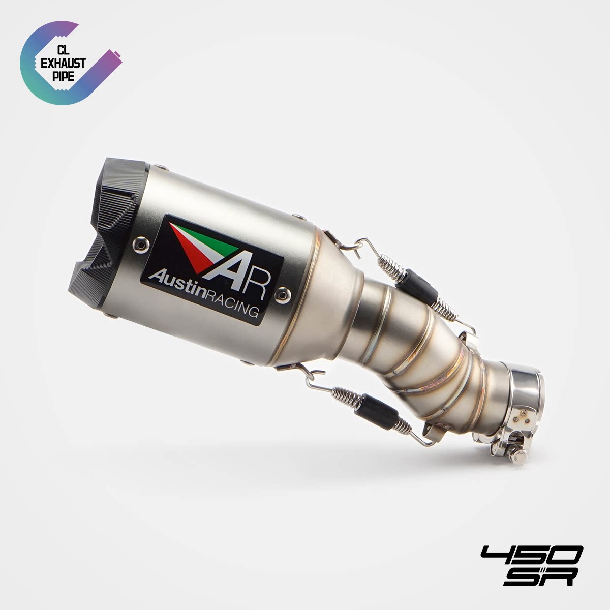 适用春风450SR/NK改装摩托排气管不锈钢AR压花磨砂小炮碳纤中尾段