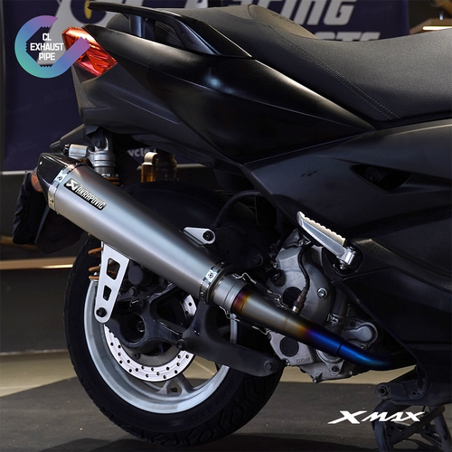 适用雅马哈XMX300踏板摩托车排气管改装全段不锈钢烤蓝消声器