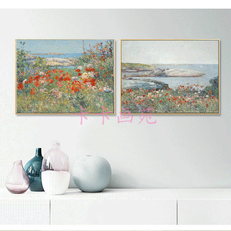 柴尔德.哈萨姆 印象派花园风景有框画卧室客厅餐厅挂画墙画喷绘