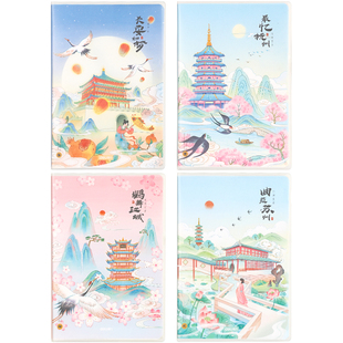 得力T3272胶套本 a5笔记本记事本日记本学生用横线本子 国潮芳景