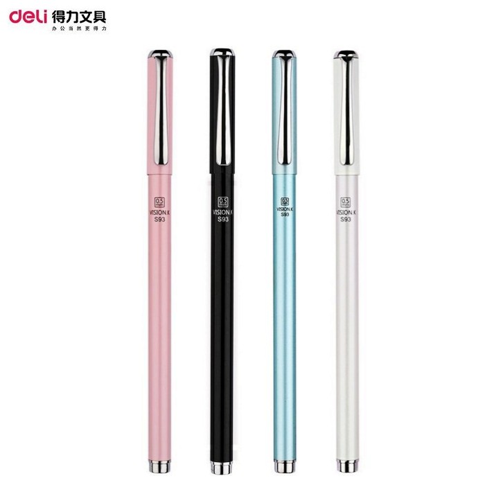 得力简约风金属水笔签字笔包邮