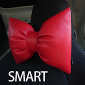 Smart蝴蝶结头枕护颈枕腰靠皮质靠枕汽车座椅枕头女生专用可爱枕