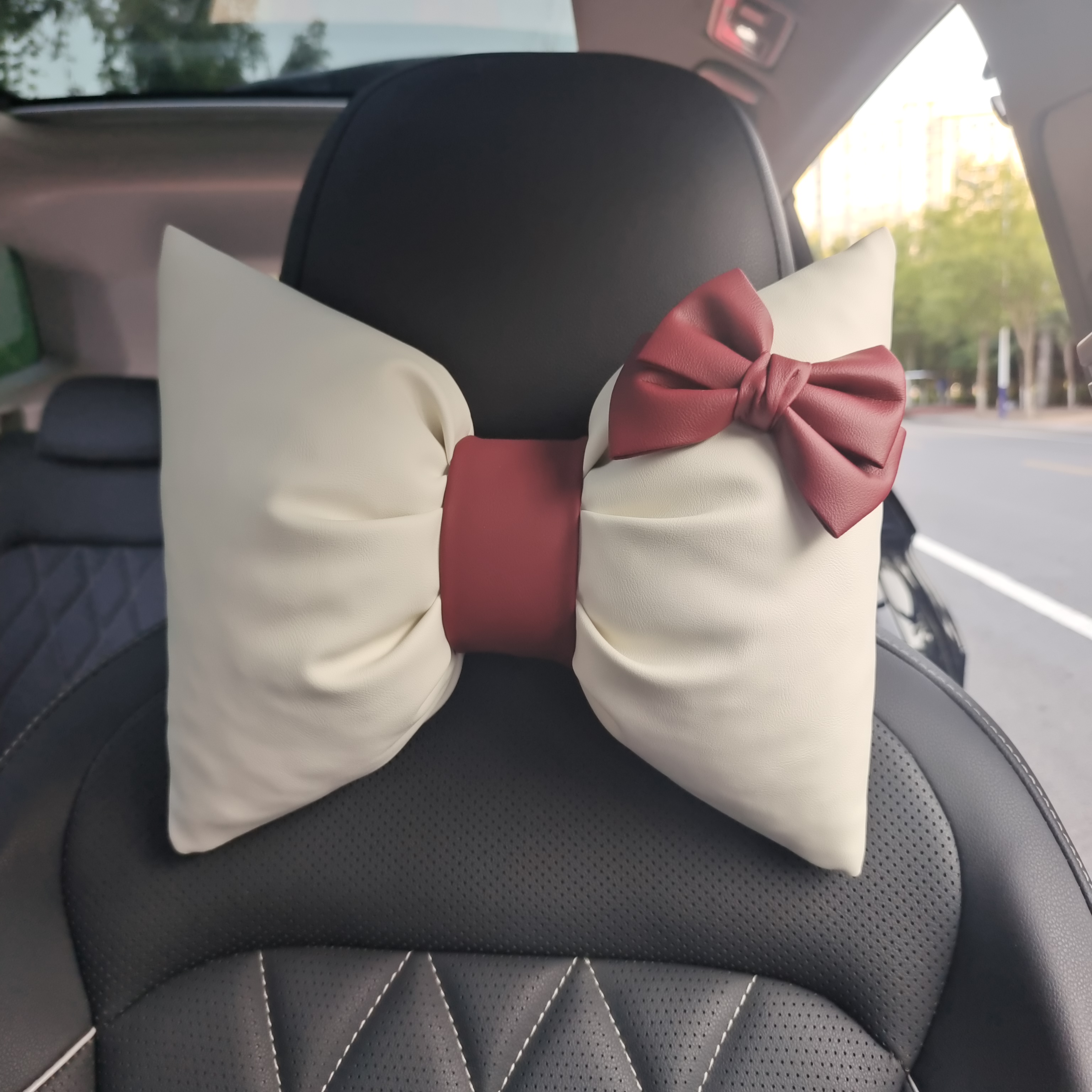 四季通用爱马仕皮革汽车头枕耐磨