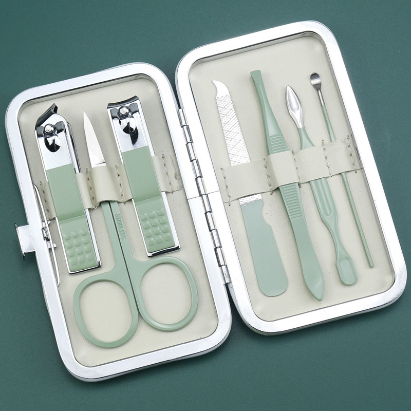 指甲剪套装定制印LOGO指甲刀糖果绿色盒装7件套通用修甲家用便携
