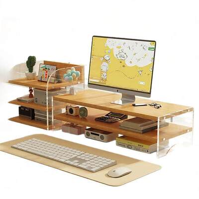 Acrylic Monitor Stand, Floating Desk Shelf Organizer