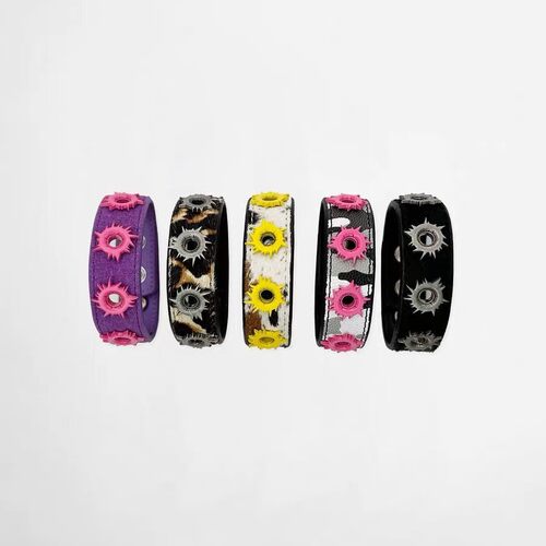 Punk Rock Bullet Hole Leather Bracelet Adjustable Wristband