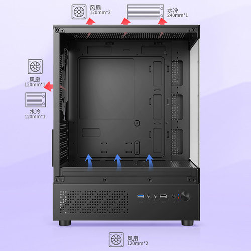 Mini PC Glass Case, Full-View Water Cooling