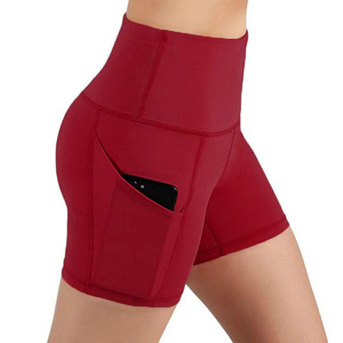 Solid sports yoga shorts with side pockets 侧边口袋瑜伽短裤