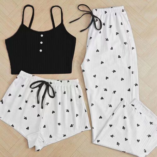 Strappy Nightdress Homewear Sexy Girl Style Three-Piece