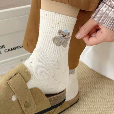 Women Dot Yarn Animal Cartoon Mid Socks