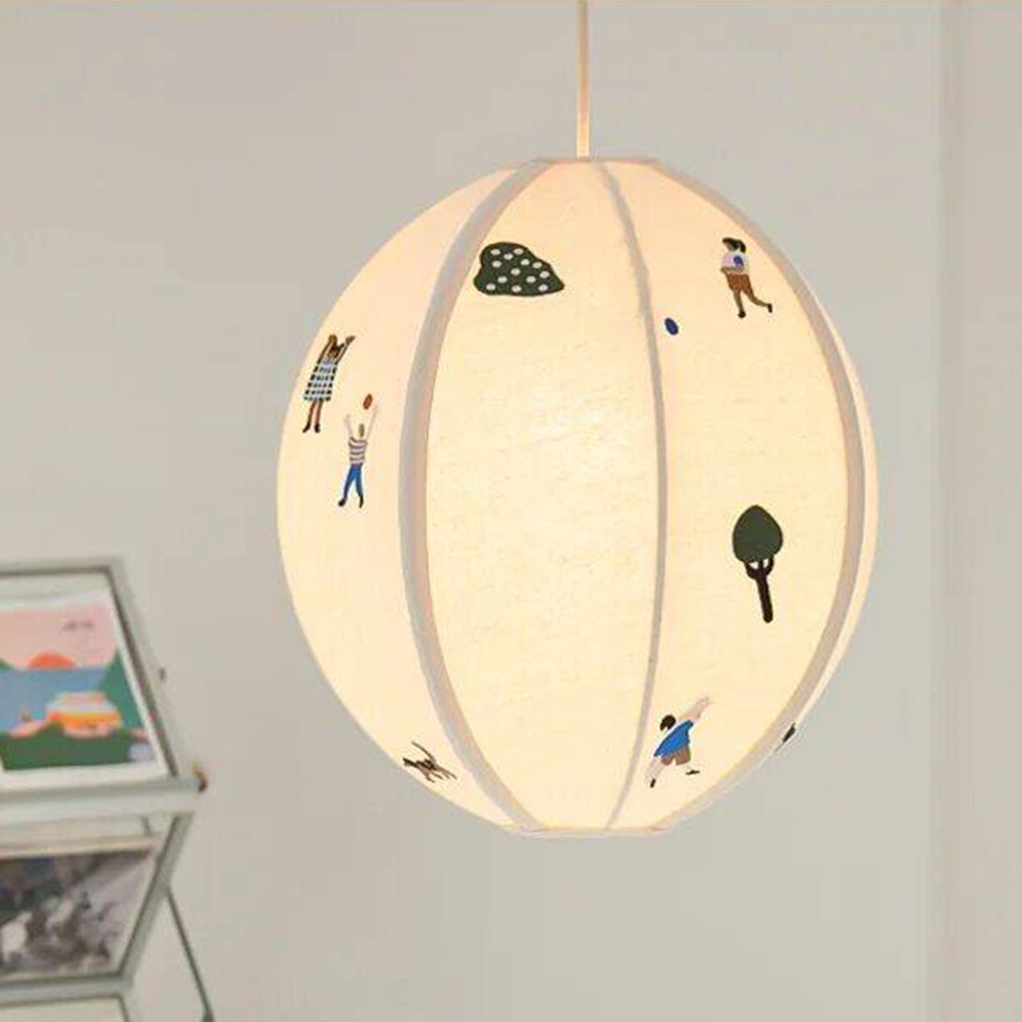 儿童房吊灯丹麦ferm living公园刺绣吊灯中古护眼布艺卡通卧室灯