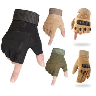 全指手套战术黑鹰半截透气防割户外登山骑行格斗运动训练半指手套