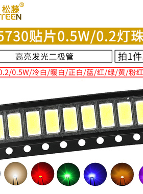 0.5W 0.2W高亮5730冷白色LED贴片灯珠正白光暖白色蓝翠绿色黄红光