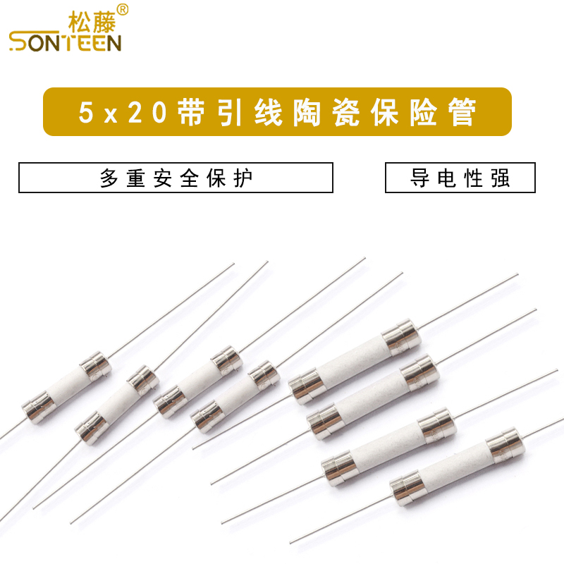 陶瓷保险管带引脚5*20快断2A/3A/5A/8A/10A/12A/15A/20A/25/30A/6