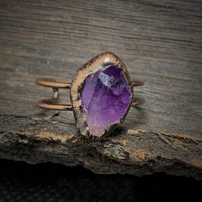 十二星座生辰石水晶戒指开口可调节天然紫晶原石头指环圈生日礼物