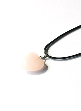 wish外贸新款 石粉晶桃心吊坠 心形水晶项链 爱心玛瑙饰品