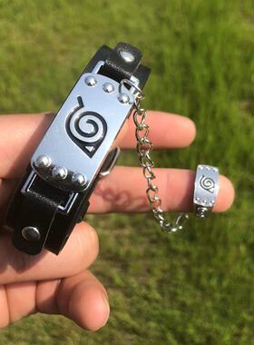 动漫周边忍者死神海王艾伦巨人写轮眼皮革手链朋克风鸣人合金戒子