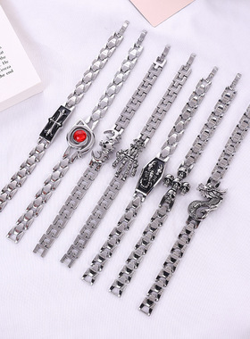 欧美款手链龙手链钢色男霸气龙摇滚嘻哈重金属复古生肖潮品