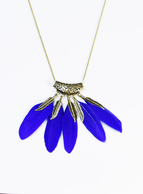 时尚欧美羽毛流苏项链 波西米亚风创意饰品