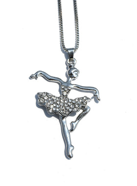 跨境时尚简约天使芭蕾舞女孩吊坠项链个性锁骨链甜美可爱