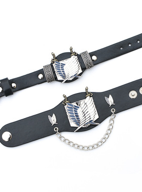 跨境新品宽皮朋克手带手饰手链艾伦进击的巨人动漫周边