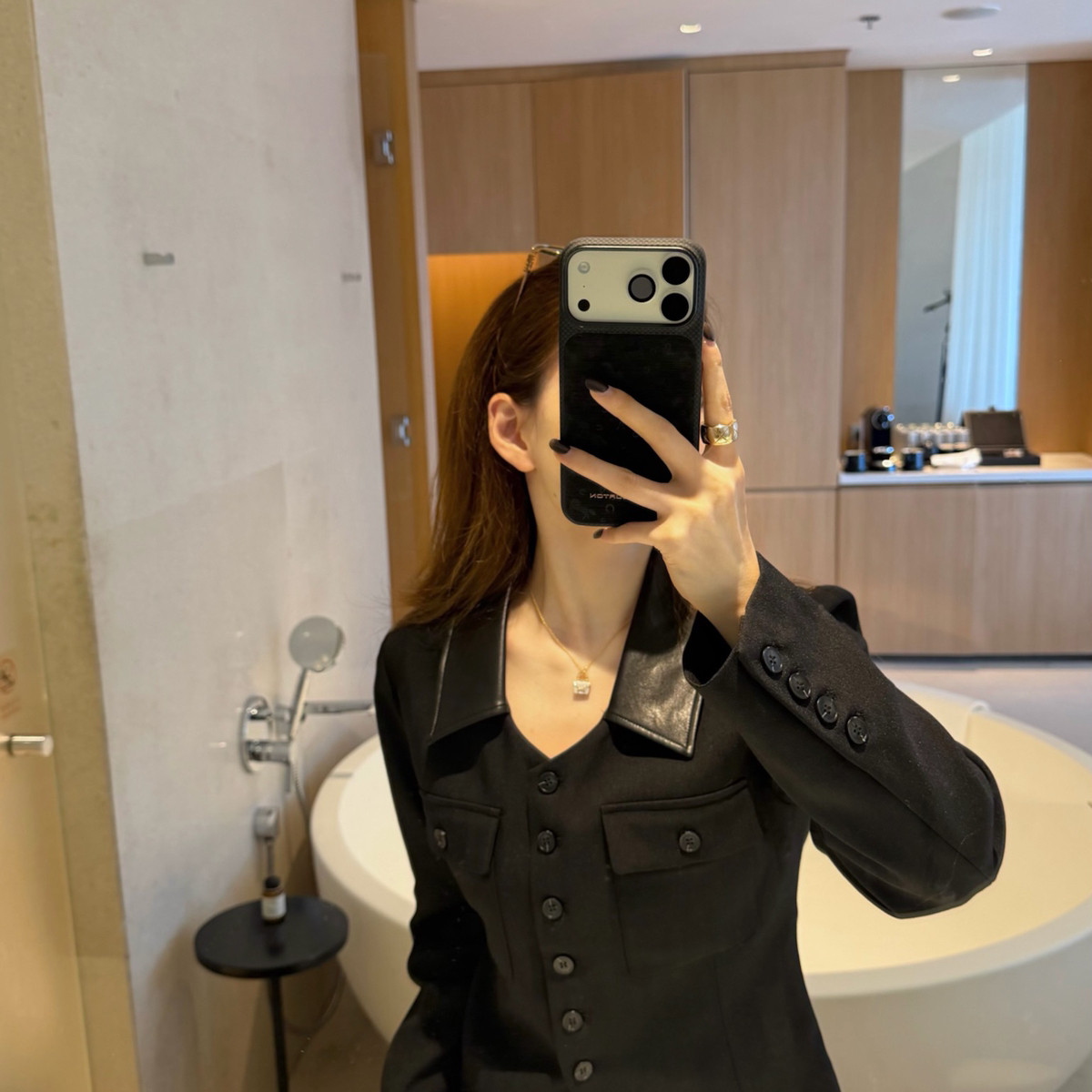 法式气质收腰拼接领单排扣短外套（含3羊毛）最后三件特价