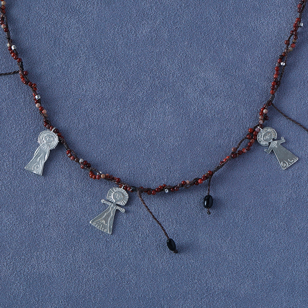 SALE E PEPE 胡椒盐 纯银彩虹石海神编织长项链