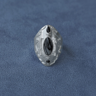 SALE E PEPE胡椒盐·纯银深海戒指 网格石彩虹石