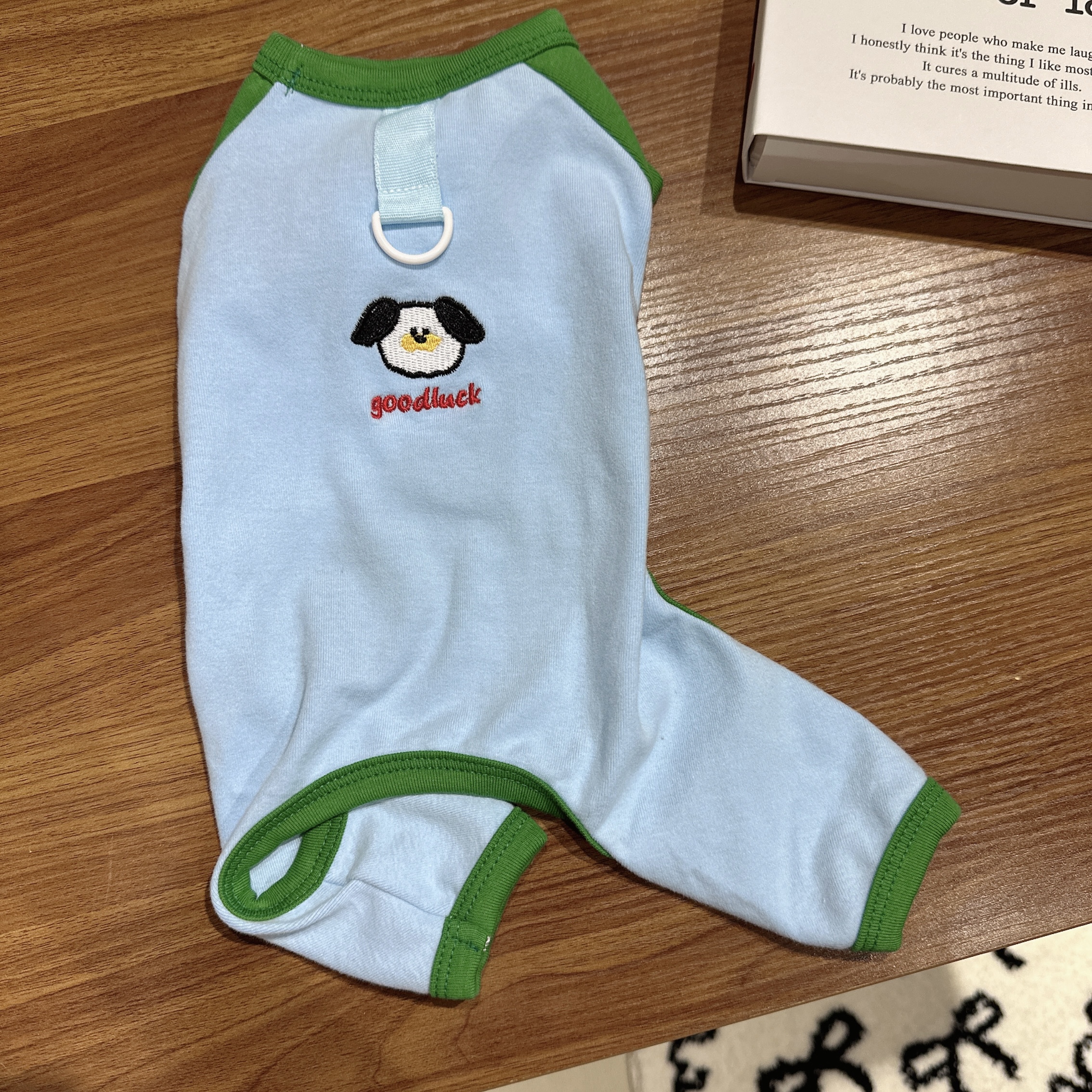 韩系宠物狗狗春夏季衣服四脚衣可牵引全棉居家服防掉毛泰迪比熊