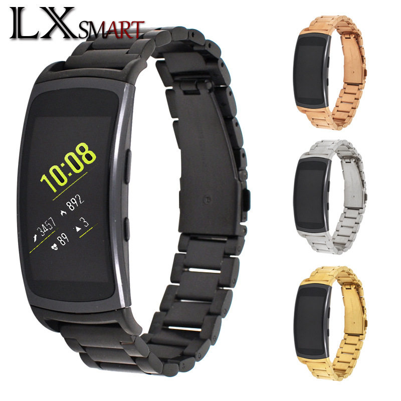 适用samsung gear fit2 pro智能手环 三珠不锈钢弹弓扣金属表带