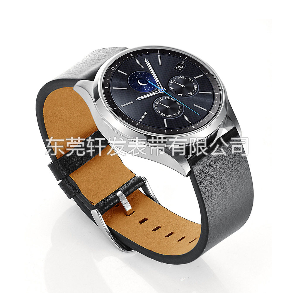 适用于三星samusng gear s3手表头层真皮表带牛皮针纹手表皮