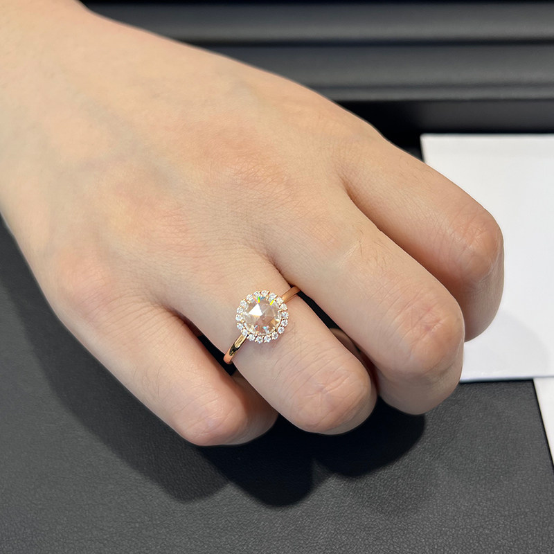 日本代购Marisol天然真钻马眼玫瑰切钻石婚戒定制 订婚戒指18K金