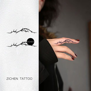 ZICHEN 草本纹身贴暗黑系手指刺青高级感耳后持久防水女 荆棘个性