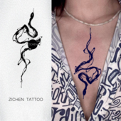 ZICHEN 原创花臂蛇意识流线条草本纹身贴持久防水男女高级感贴纸