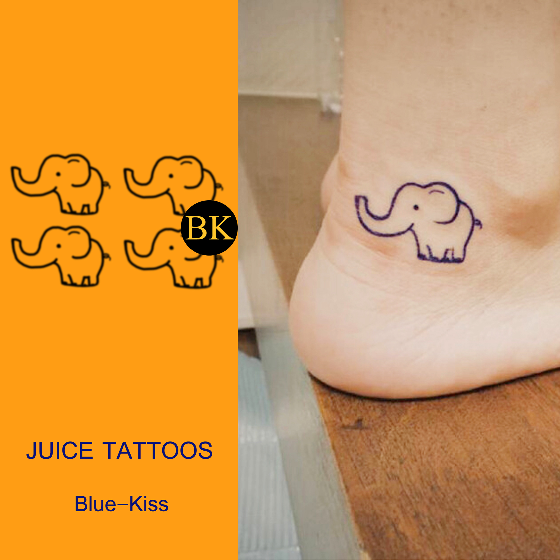 bluekiss蓝吻 小象 可爱ins风果汁纹身贴极简线条草本防水持久女