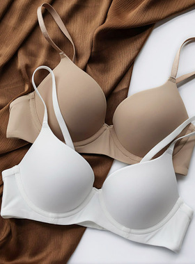 软钢圈一片式无痕光面薄款防下垂少女运动大胸显小双排扣内衣文胸