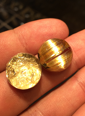 钛晶戒指面男女钛晶发晶戒指面圆蛋面裸石金皮蛋面戒指锁骨坠镶嵌