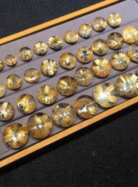 天然钛晶金发晶圆形钛晶花锁骨吊坠戒指面纽扣袖扣手链等DIY配件