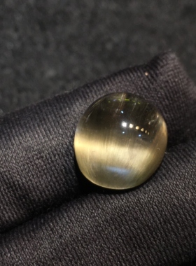 天然兔毛水晶青提色绿兔毛强猫眼裸石蛋面戒指面项链吊坠面