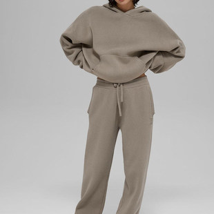 正品alo Scholar厚重针织面料连帽衫 落肩设计罗纹袖口连帽卫衣