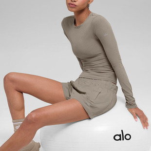 新款alo Ribbed Sea Coast罗纹圆领长袖贴身上衣 打底衫 舒适内搭