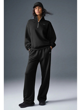 alo正品 Accolade 1/4 Zip Pullover男女毛圈 布半拉链立领卫衣