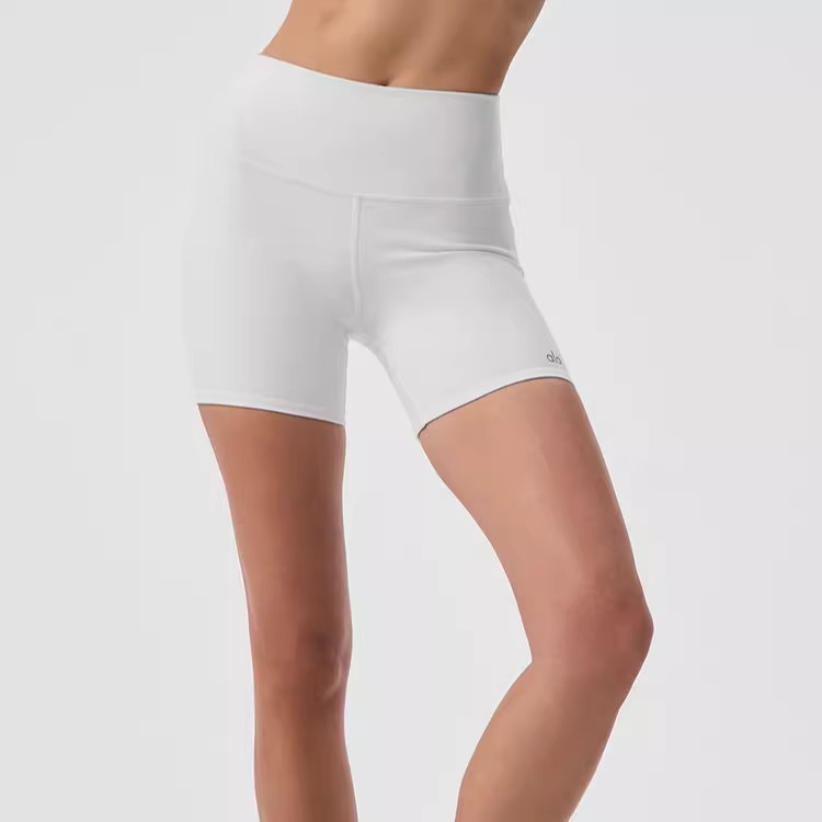 白色黑色喷枪高腰骑行短裤alo