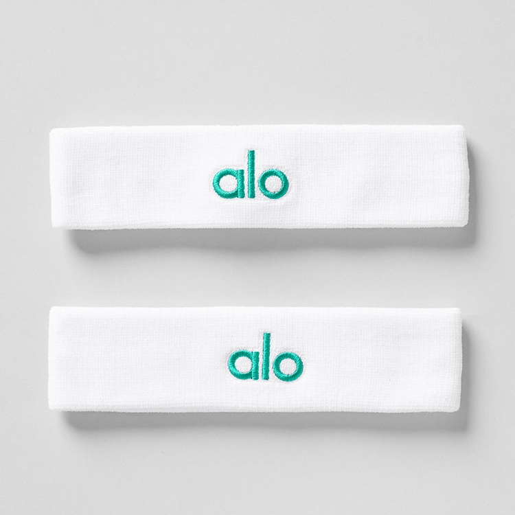 新款alo Glow Sweatband弹力毛圈布吸汗带 网球运动止汗发带2条装