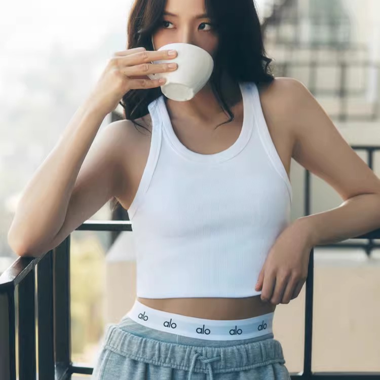 alo女士短款工字背心柔软罗纹