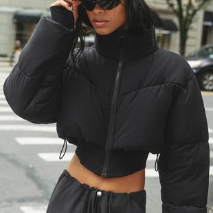 新款alo 女士紧身胸衣短款立领拉链羽绒服 蓬松轻盈 可爱保暖外套
